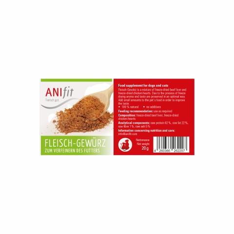 Hond Kat Accessories B.A.R.F. Snacks Voedingssupplementen Vleeskruiden 20g 1 Stuk -4- Anifit